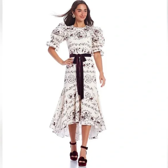 ANTONIO MELANI x NICOLA BATHIE EMILIA FLORAL PRINT DROP WAIST DRESS. - Picture 4 of 14